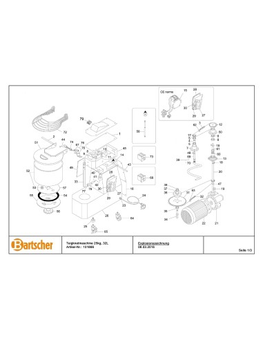 Pièces détachées pour Pétrin 25kg/32L AS marque Bartsher 