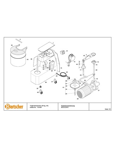 Pièces détachées pour Pétrin 38kg/42L marque Bartsher 