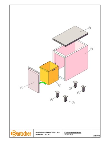 Pièces détachées pour Range-poubelle 700A1 marque Bartsher 