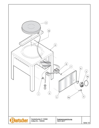 Pièces détachées pour Réchaud sur pieds E 1K350 marque Bartsher 