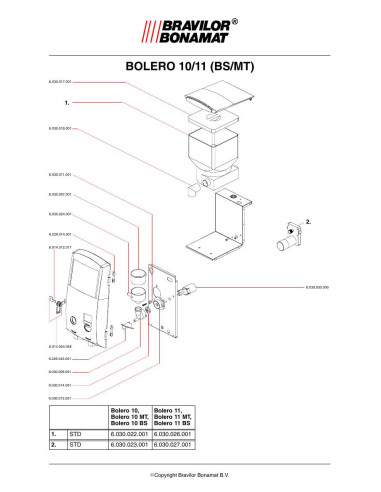 Pièces détachées BRAVILOR BONAMAT Bolero10 