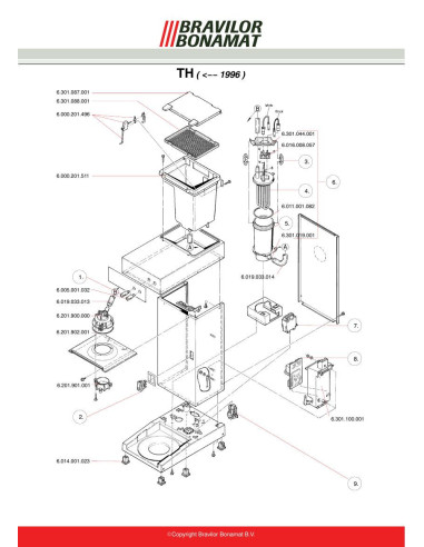Pièces détachées BRAVILOR BONAMAT TH20 (-199601) Annee -199601 