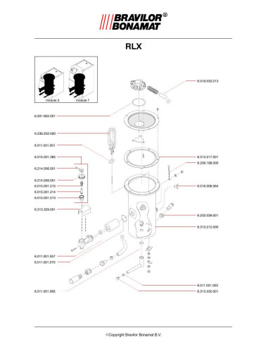 Pièces détachées BRAVILOR BONAMAT RLX3 