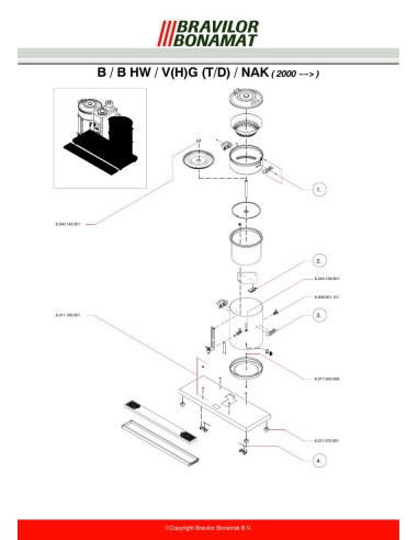 Pièces détachées BRAVILOR BONAMAT VHG10T (200001-) Annee 200001- 