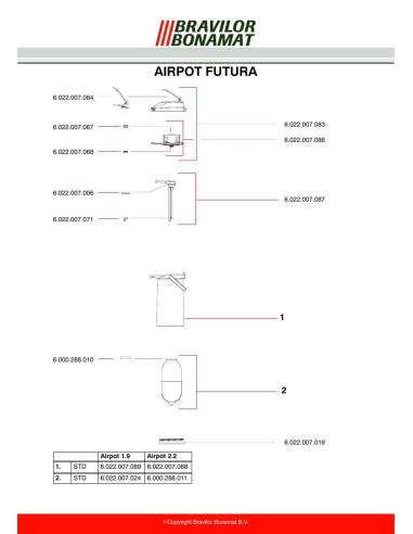 Pièces détachées BRAVILOR BONAMAT Airpot-Futura-2.2 