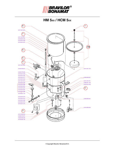 Pièces détachées BRAVILOR BONAMAT HCM520 