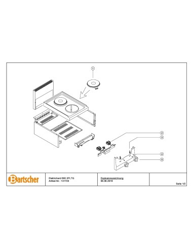 Pièces détachées pour Réchaud électrique 600 2PLTG marque Bartsher 