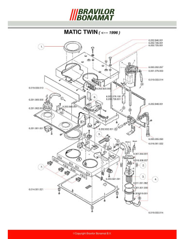 Pièces détachées BRAVILOR BONAMAT MaticTwin-1N (-199601) Annee -199601 