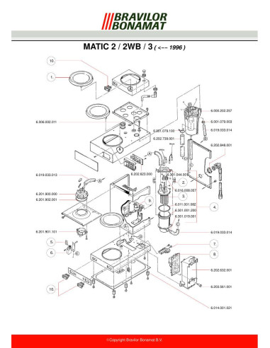 Pièces détachées BRAVILOR BONAMAT Matic3 (-199601) Annee -199601 