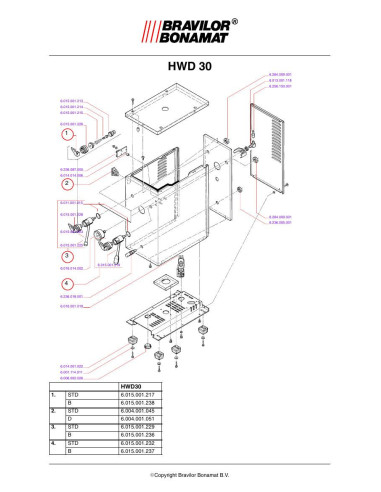 Pièces détachées BRAVILOR BONAMAT HWD30 