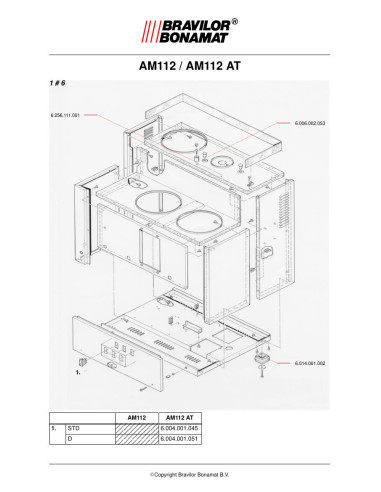 Pièces détachées BRAVILOR BONAMAT AM112 (Vers1) Annee Vers1 