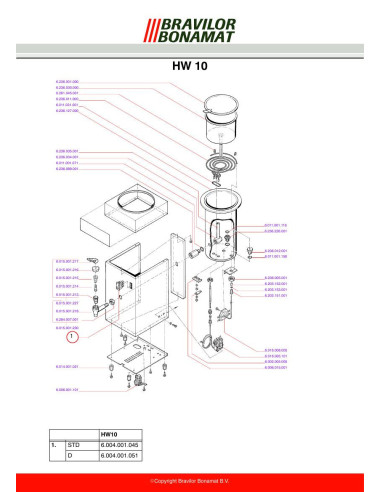 Pièces détachées BRAVILOR BONAMAT HW10 