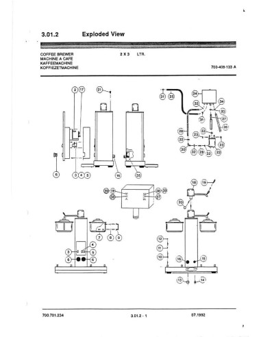 Pièces détachées BRAVILOR BONAMAT VHG3 (199207-) Annee 199207- 