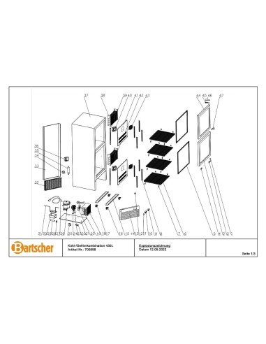 Pièces détachées pour Réfrigérateur combiné 430L marque Bartsher 