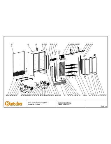 Pièces détachées pour Réfrigérateur combiné 820L marque Bartsher 