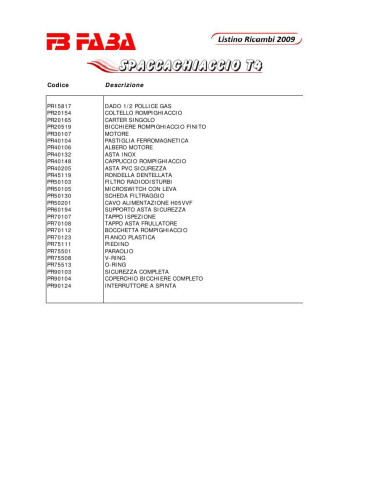 Pièces détachées FB FABA T4 Annee 2009 