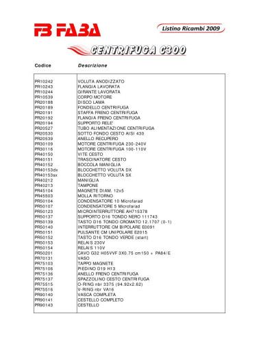 Pièces détachées FB FABA C300 Annee 2009 