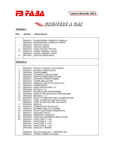 Pièces détachées FB FABA G400D Annee 2012 