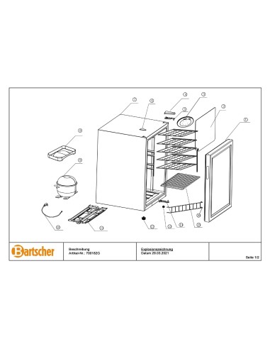 Pièces détachées pour Réfrigérateur de boissons 88L marque Bartsher 