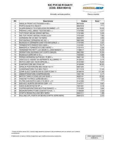 Pièces détachées FRAMEC KIC PVX 60 Annee 2014 