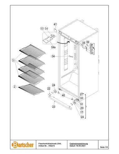 Pièces détachées pour Réfrigérateur à boissons 254L marque Bartsher 