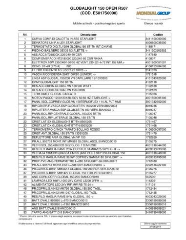 Pièces détachées FRAMEC GLOBALIGHT VT 150 OPEN Annee 2014 