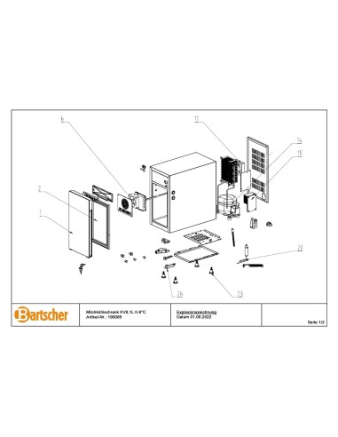 Pièces détachées pour Réfrigérateur à lait KV8,1L marque Bartsher 