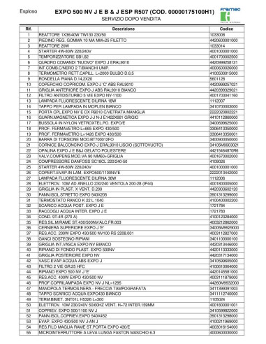 Pièces détachées FRAMEC EXPO 500 NV J E B & J ESP R507 Annee 0 