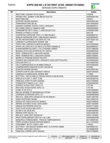 Pièces détachées FRAMEC EXPO 500 NV J E DX R507 Annee 2007 