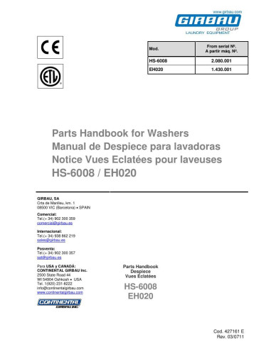 Pièces détachées GIRBAU EH020 Annee 2003 