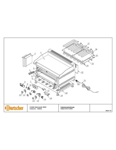 Pièces détachées pour Salamandre gril 6640 marque Bartsher 