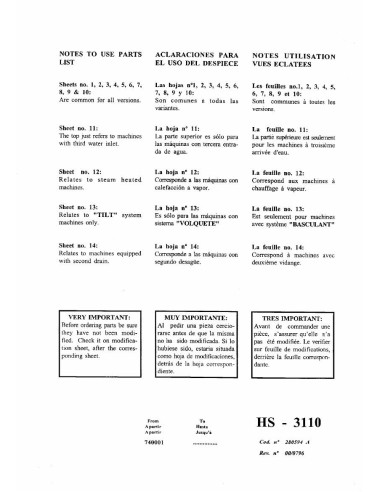 Pièces détachées GIRBAU HS3110 Annee 0 