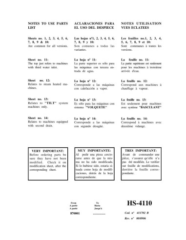 Pièces détachées GIRBAU HS4110 Annee 2000 