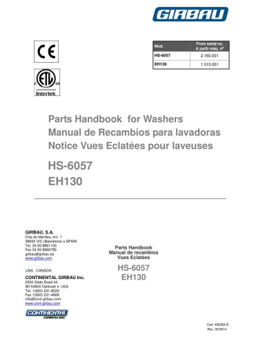 Pièces détachées GIRBAU HS6057 Annee 2003 