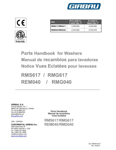 Pièces détachées GIRBAU REM040 Annee 2003 