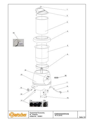 Pièces détachées pour Soupière Economic 9L marque Bartsher 