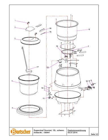 Pièces détachées pour Soupière Gourmet 10L marque Bartsher 