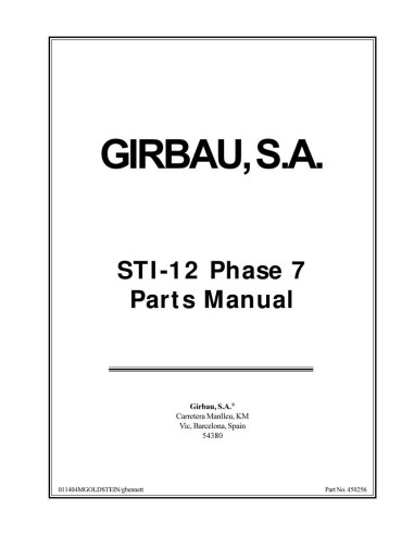 Pièces détachées GIRBAU STI12.1 Annee 0 