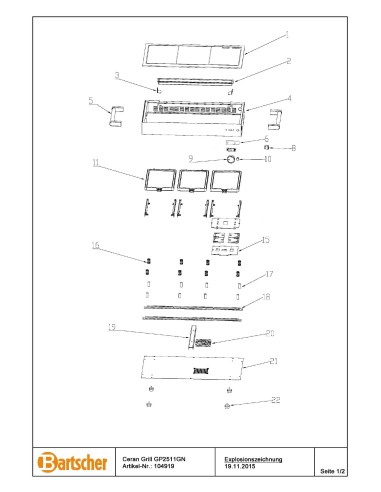 Pièces détachées pour Table de cuisson en céramique GP2511GN marque Bartsher 