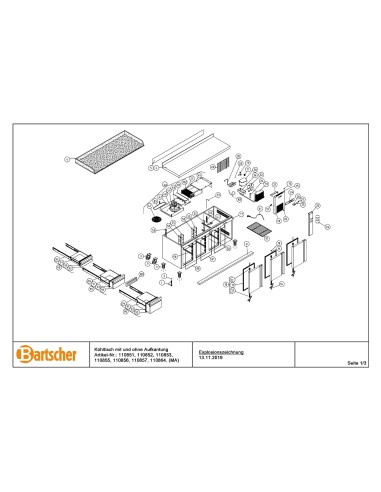 Pièces détachées pour Table réfrigérée S2T1-150 marque Bartsher 