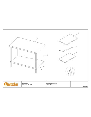 Pièces détachées pour Table trav. 700, L1000, EI marque Bartsher 