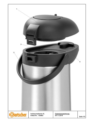 Pièces détachées pour Thermos à pompe 5L marque Bartsher 