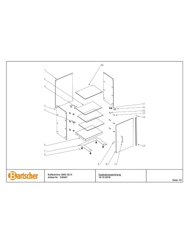 Pièces détachées pour Vitrine de buffet 3850 3E-K marque Bartsher 