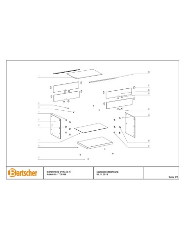 Pièces détachées pour Vitrine de buffet 5400 2E-K marque Bartsher 