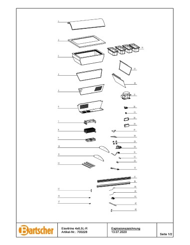 Pièces détachées pour Vitrine à glaces 4x6,5L-R marque Bartsher 