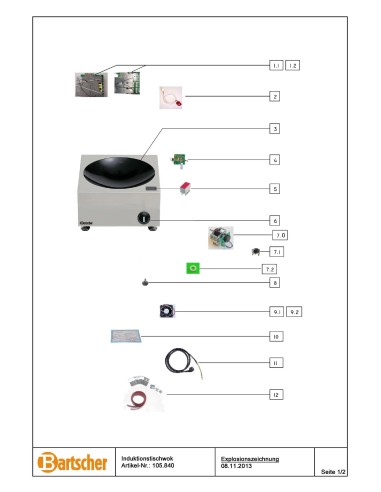 Pièces détachées pour Wok IND 3kW, AT marque Bartsher 