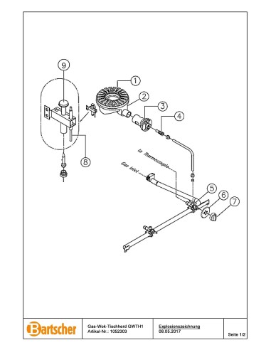 Pièces détachées pour Wok à gaz GWTH1 marque Bartsher 