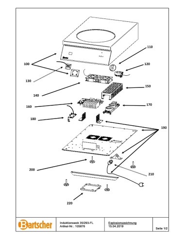 Pièces détachées pour Wok à induction 35/293-FL marque Bartsher 