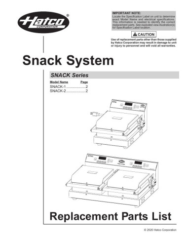 Pièces détachées HATCO SNACK-1 