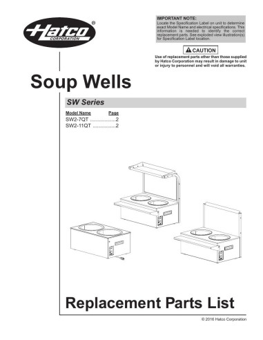 Pièces détachées HATCO SW2-7QT 